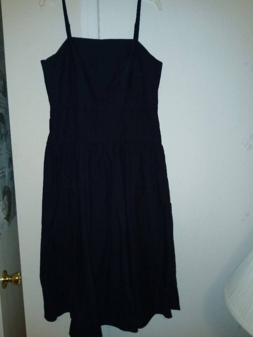 Free Assembly Navy Blue Fully Lined Cotton Eyelet Dress sz M